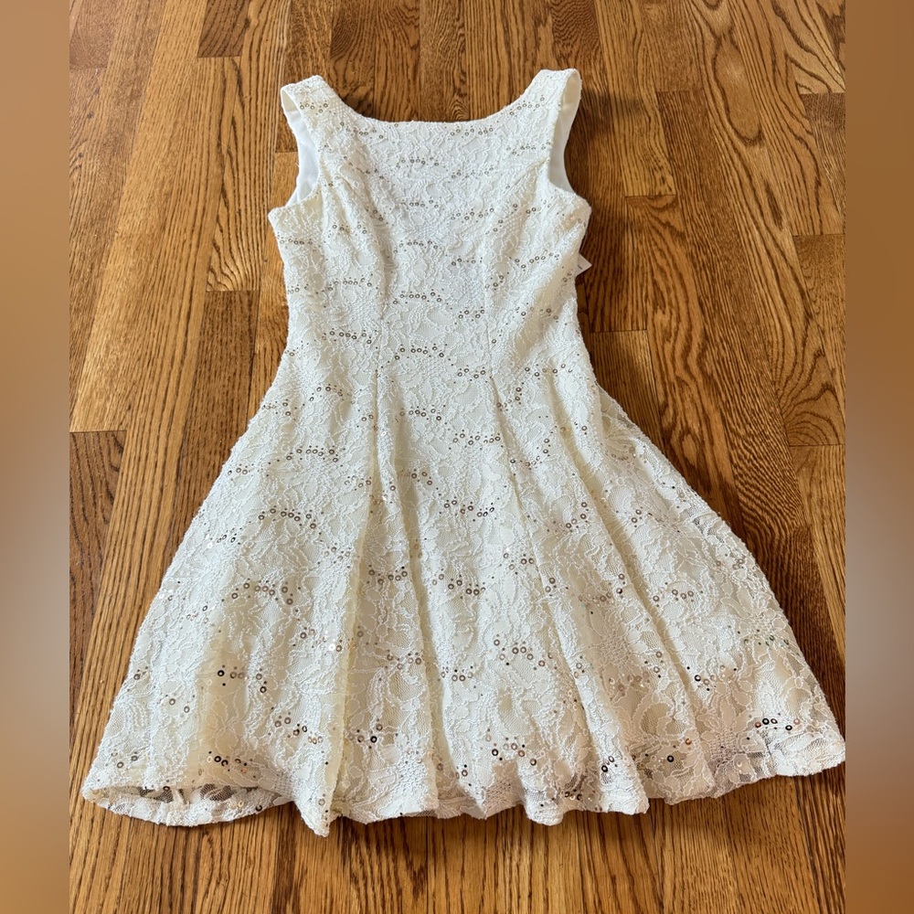 B. Darlin Cream/Gold Formal Dress - Size 1/2 - Adult size - New with Tag!